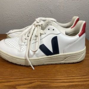 Veja V10 Navy White and Red Womens Sneakers